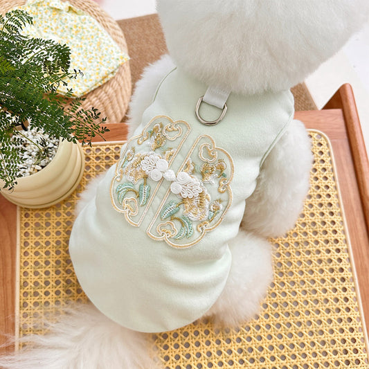 Embroidered Chinese Frog Button Pet Vest Harness